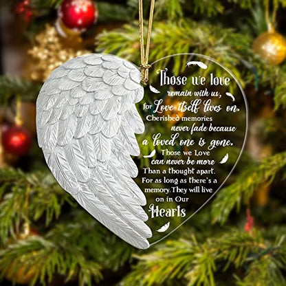 Memorial Angel Ornaments - Acrylic Angel Wings for Christmas Tree, Condolences & Bereavement Gift
