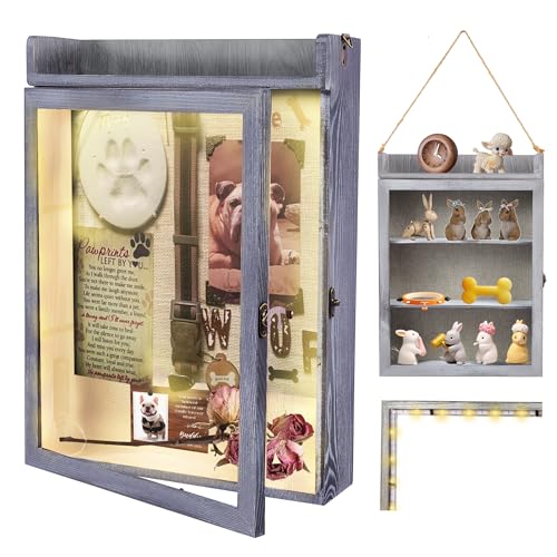 11x16 Dog Memorial Shadow Box Frame with Shelves, Grey - color: Standard Grey