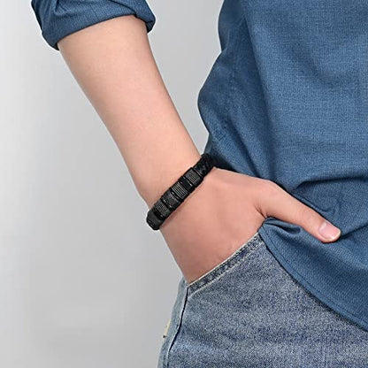 shajwo Cremation Urn Bracelet for Ashes Jewelry for Women Men Memorial Keepsake Cuff Bangle Leather Bracelet - color: Black 22cm