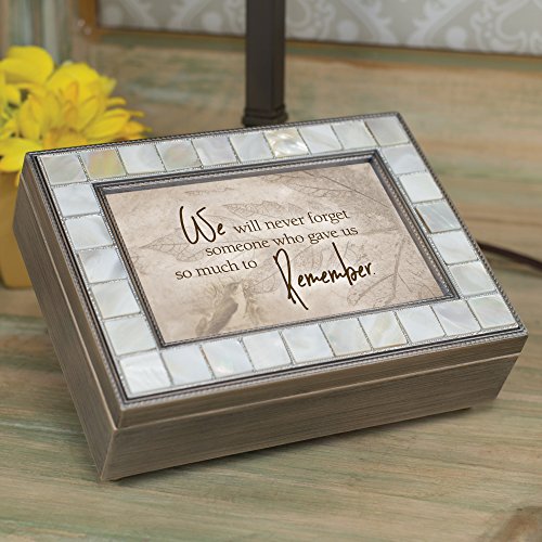 Cottage Garden Never Forget Someone Mother of Pearl Grey Jewelry Music Box Plays Wind Beneath My Wings