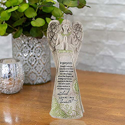 Dicksons Fingerprints Etched Upon My Heart 11.25 Inch Resin Tabletop Praying Angel Figurine