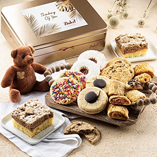 Dulcet Gift Baskets Thinking Of You Gift Basket Thinking of You Food Gifts Gourmet Cookies Gift Baskets for Women, Men, Mom, Dad, Son, Daughter, Friends & Co-Workers Food Gifts - style: Thinking of You