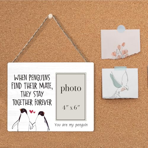 You Are My Penguin Wood Photo Frame, Couple Picture Frame | Couple Penguin Gifts for Girlfriend, Boyfriend, Love Picture Frames for Couples, 4 x 6 Inch Photo - color: Penguins