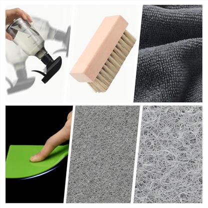 Hahafelt 7 Pcs Headstone Cleaner Kit Includes Microfiber Cloth Spray Bottle Bristle Brush Headstone Sponge Disposable Gloves Plastic Scraper for Grave Cleaning Gravestone Cleaner Grave Granite