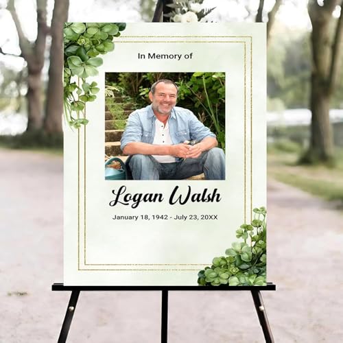 Green Clover Funeral Welcome Sign, Celebration of Life Welcome Sign, in Loving Memory Sign, Celebration of Life Funeral Sign, Celebration of Life Sign, Memorial Sign with Photo #Yn2 - color: Version #18