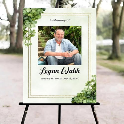 Green Clover Funeral Welcome Sign, Celebration of Life Welcome Sign, in Loving Memory Sign, Celebration of Life Funeral Sign, Celebration of Life Sign, Memorial Sign with Photo #Yn2 - color: Version #18