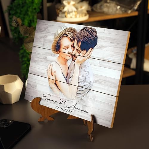 Custom Photo Printed on Wood Home Wall Decor Personalized Picture Frames - color: Pastel Design
