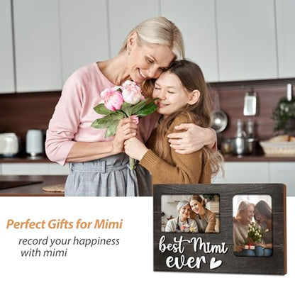 Mimi Gifts, Gift for Mimi from Grandkids Mothers Day, Birthday Gifts 3D Photo Frame Hold 4x6 Inches Two Photos - Picture Frame Present for Grandparents Day - color: Mimi
