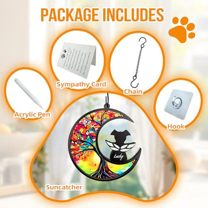Dog Memorial Suncatcher,Pet Remembrance Gift with Sympathy Card,Tree of Life DIY Ornament for Loss of Dog(Angel Wings) - color: Wing