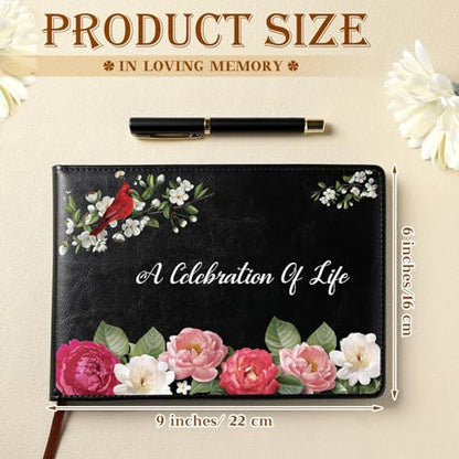 Yingzhao Memorial Funeral Guest Book with Pen 144 Pages Cardinal Funeral Guest Sign in Book for Memorial Service Celebration of Life Party Supplies in Loving Memory(Flower) - style: Flower