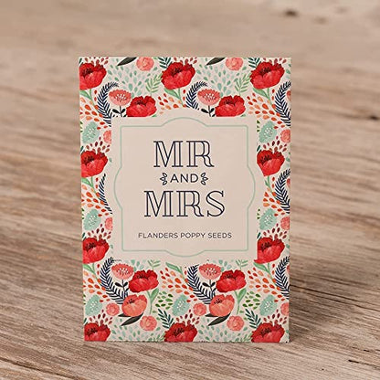Bentley Seeds Mr & Mrs Pre Filled Flanders Poppy Seed Packets - 25 Individual Flanders Poppy Seed Packs -Wedding or Anniversary Party Favors Non-GMO Eco-Friendly Gift - Indoor Outdoor Garden Seeds - style: Mr and Mrs