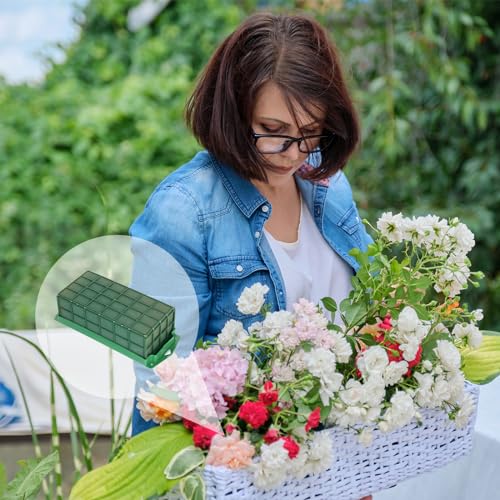 6Pcs Floral Foam Cage Set, 4 Square and 2 Rectangle Flower Holders | Water-Absorbing Foam Blocks with Adhesive Tape for Fresh and Artificial Flower Arrangements