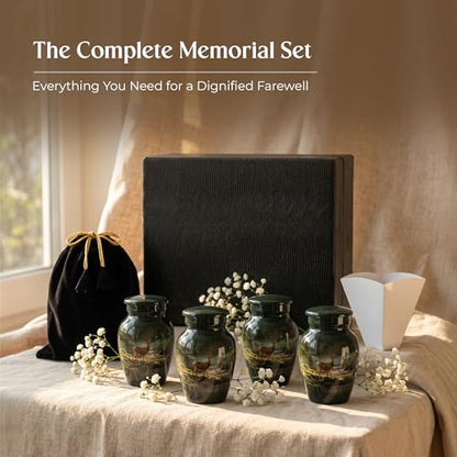 Deer Keepsake Cremation Urn for Human Ashes – Small Aluminum Memorial Burial Urn for Men & Women, Rustic Decorative Home Display - Keepsake Set of 4 - size: Small Keepsake set of 4