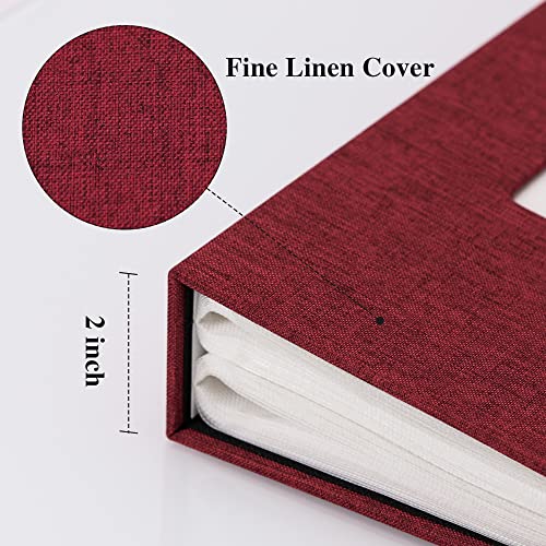 Vienrose 4x6 Photo Album,300 Pockets,Linen Cover with Window,Red | Linen Hardcover, Slip In Photo Book, Family Memory Album, Travel Keepsake - color: Red, size: 300 Pocket