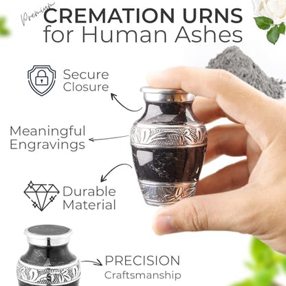 Marbled Metal Keepsake Urn for Human Ashes, Mini 6 Cu in, Black - color: Black, size: Small (Set of 1)