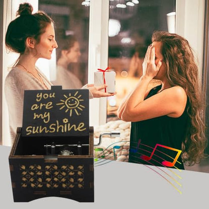 You Are My Sunshine Music Box,Wooden Hand Crank Music Box Gifts for Mom | Wooden Hand Crank Music Box with You Are My Sunshine Melody,Unique Gifts for Mom Daughter Wife,Birthday Anniversary Christmas