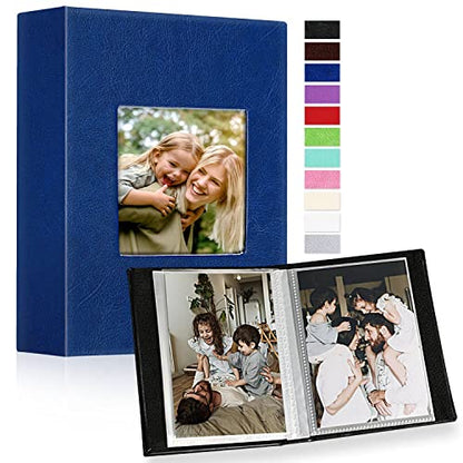 Ywlake Photo Album 4x6 50 Pockets 2 Packs, Small Mini Capacity Leather Photo Albums, Each Pack Holds 50 Top Loader Vertical Only Pictures Blue - color: Blue, size: 50 Photos/2PK