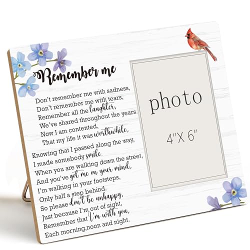 Memorial Picture Frame Gift, Remember Me, In Memory of Loved One Gifts, Memory Picture Frame Sympathy Gift for Loss of Mom Dad Grandma Grandpa Wife Husband, In Loving Memory Picture Frames (4x6 Inch Photo) - color: memorial-2