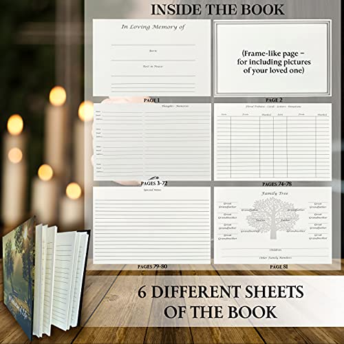 Funeral Guest Book | Memorial Guest Book | Guest Book for Funeral Hardcover | Guestbook for Sign in, Celebration of Life Memorial Service | Funeral Guest Sign Book with Memory Table Card Sign Included (Tree & Lake) - style: Tree & Lake
