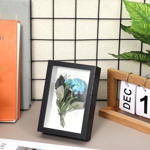 8 Pcs Shadow Box Frame, 4 x 6 Inch 3D Shadow Boxes Display Cases 1.2in Depth Picture Frame Case Wood Memory Display Cases for Dried Flowers DIY Craft Memorabilia Medals Photos(Black) - color: Black