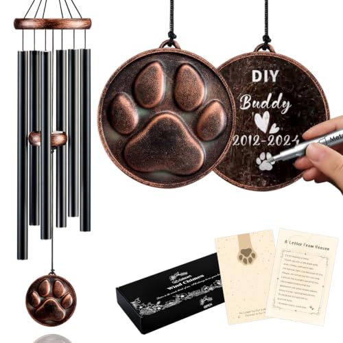Dog Memorial Gifts for Loss of Dog, 32" Pet Memorial Wind Chimes | Vintage DIY Embossed Pendant, Loss of Dog Sympathy Gift, Pet Passing Away Sympathy Remembrance Gift - size: 32" DIY