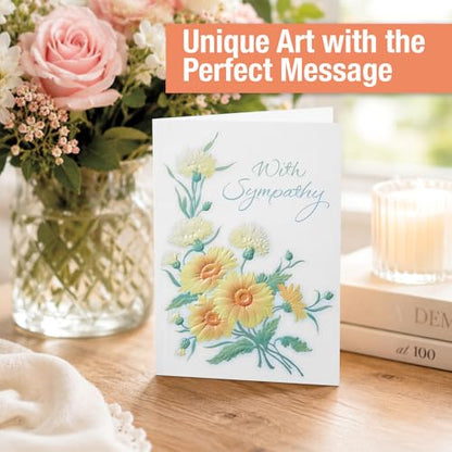 Current Deluxe Foil Sympathy Cards with Envelopes- Set of 16 Bulk Assortment II (8 Designs), Large 5" x 7" Condolences Cards, Sentiments Inside, White Envelopes - style: Foil