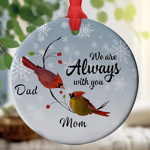 Jocidea Cardinal Christmas Ornament - Memorial Ornament for Dad and Mom - Sympathy Gift - Thinking of You Remembrance Gift - color: We're Always With You