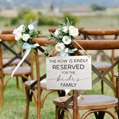 Ryeolo Reserved Row Signs for Wedding - Wooden Hanging Signs, 10.2x7.8 Inch (Brides Family) - color: Brides Family