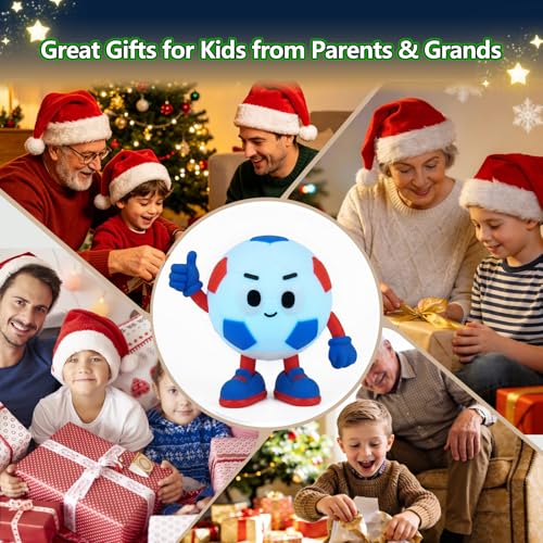 Soccer Gifts for Boys Girls, Soccer Night Light，Soft Silicone with Touch Control, 7 RGB Colors, Auto-Off, Dimmable, Rechargeable 1200mAh, Teen Kids Sports Fan Birthday Gifts (Blue&Red) - style: Soccer(Blue&Red)