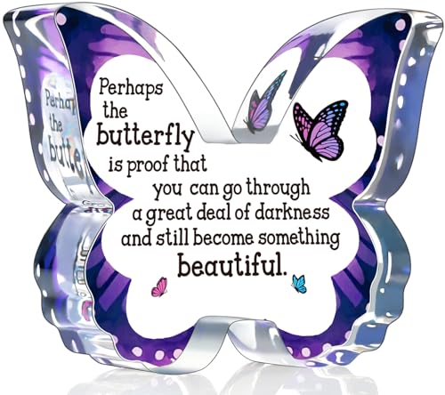 Inspirational Gifts for Women, Motivational Gifts for Coworkers, Cheer Up Gift for Colleagues Friends Christmas, Encouragement Present Beautiful Butterfly Gift Decorative Signs Plaque - style: Butterfly