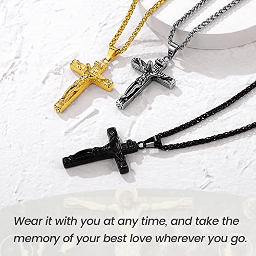 GOLDCHIC JEWELRY Urn Necklaces for Ashes, Stainless Steel Pet/Cross/Birthstone/Tree of Life Personalized Keepsake Memorial Jewelry for Women - color: Cross - Black Plated, style: No Engraving