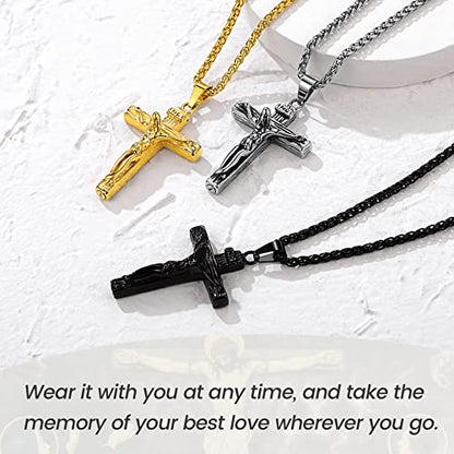 GOLDCHIC JEWELRY Urn Necklaces for Ashes, Stainless Steel Pet/Cross/Birthstone/Tree of Life Personalized Keepsake Memorial Jewelry for Women - color: Cross - Black Plated, style: No Engraving