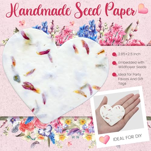 Dunzoom 100 Pcs Handmade Wildflower Seed Paper Tags,Heart & Butterfly Shape - style: Heart & Butterfly Shape