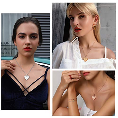 U7 Women Locket Necklace, Heart Photo Lockets Hold Picture, Gift Box Packed | Gold/Silver/Rose Locket Charm, Custom Picture and Engravement Heart Pendant, 20" Chain, Personalized Gift for Mom Wife Friend - color: 01# Rose Gold Heart