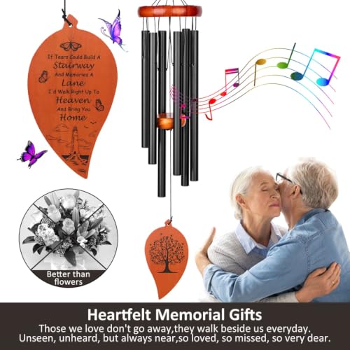 32" Sympathy Memorial Wind Chimes, Windchimes in Memory of A Loved One - color: Black 32 Lighthouse