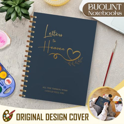 Letters to Heaven Grief Journal Gift, 5.5x8.3in（Golden） - color: Bule Gold