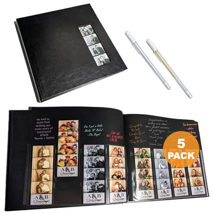 2x6 Strip Album, Black Cover Black Pages, 2 Gel Pens, 5pk - color: Black, size: 5