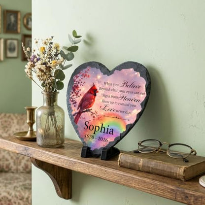 Rainbow Bridge Pet Memorial Stone for Loss of Dogs Cats with Cardinal - color: Memorial 15
