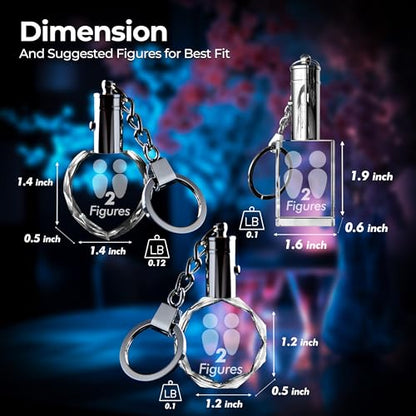 3D innovation Personalized Crystal Keychain Photo with LED Light Custom Laser Etched Key Chain, Valentines Gifts Keepsake - style: Round