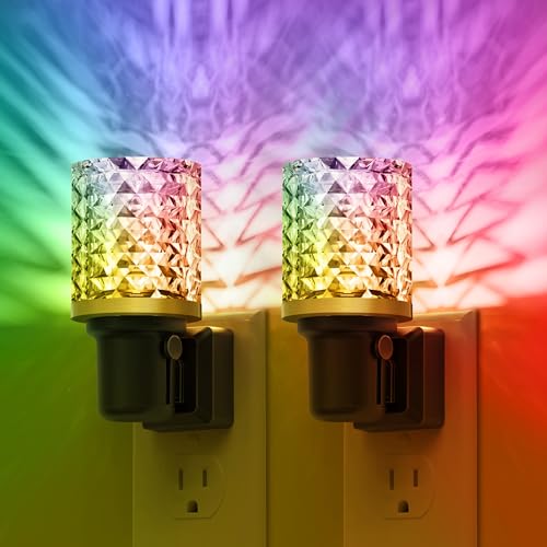 L LOHAS LED Night Light, 2 Pack Dimmable Night Lights Plug into Wall - color: Diamond-RGB, size: 2 Pack