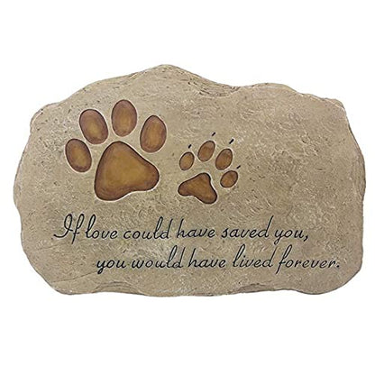 Pet Memorial Stone for Cats Dogs Headstone Pet Tombstone Grave Markers with Paw Print, Sympathy Poem in Lawn, Garden, Backyard, Pet Loss Gifts