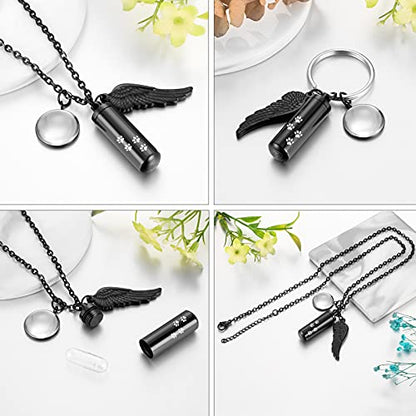abooxiu Cylinder Cremation Necklace for Pet Ashes Urn Necklace with Angel Wing Pet Paw Ashes Necklace for Dog/Cat Pet Memorial Keepsake Jewelry… - color: Photo Engraving