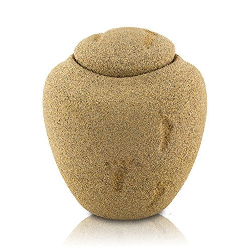 Sandy Beach Recycled Material Biodegradable Cremation Urn - Small - Holds Up to 50 Cubic Inches of Ashes - Sand Brown Biodegradable Cremation Urn