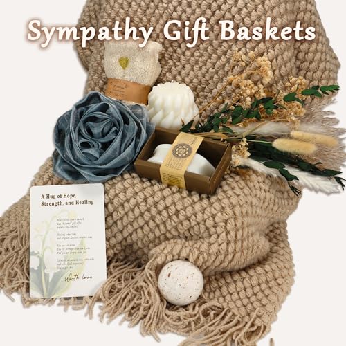 Sympathy Gift Baskets-Sympathy Gifts for Loss of Loved one | Condolences Gift for Loss-with Large Size Blanket-Bereavement/grief /After surgery gifts, Miscarriage Gifts for Mothers