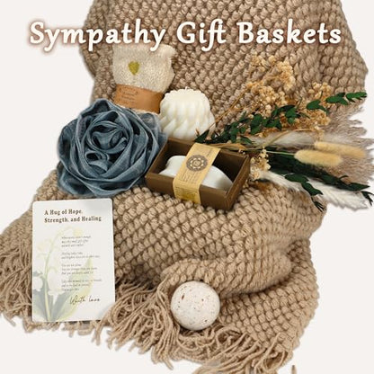 Sympathy Gift Baskets-Sympathy Gifts for Loss of Loved one | Condolences Gift for Loss-with Large Size Blanket-Bereavement/grief /After surgery gifts, Miscarriage Gifts for Mothers