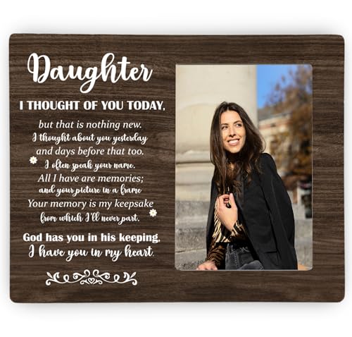 Daughter Memorial Picture Frame, Sympathy Wooden Photo Frame Gifts for Loss of Daughter, 4x6 inch Photo - style: Daughter Memorial-2