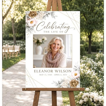 Personalized Funeral Celebration Of Life Welcome Sign #8 - color: Style 8