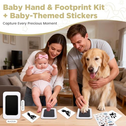 Baby Photo Album 4x6 300 Pockets with Memo Area, Photo Stickers & Hand and Footprint Kit, Linen Cover Baby Memory Book with Front Window, First Year Keepsake for Newborn Boy Girl - color: Beige