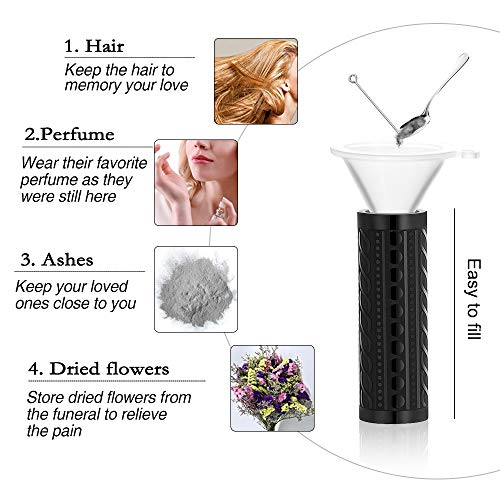 constantlife Cremation Jewelry for Ashes Openable Pill Case Urn Necklace Keepsake Perfume Memorial Pendant Locket Charm Accessories - color: Black