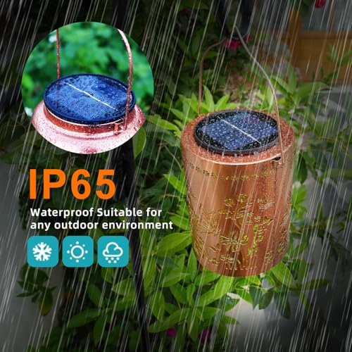 Solar Lantern Outdoor, Butterfly Decorative Hanging Lantern | 13.4", Upgraded Solar Panel & 2000mAh Battery, Outdoor Waterproof Garden Decor for Patio Yard, Gifts for Women Mom Grandma - style: Butterfly